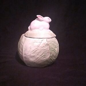 Vintage White Bunny on Cabbage jar